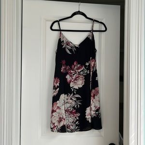 Beautiful black dress with pink floral! Size M and perfect for weddings!